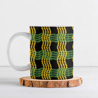 Aloha Hawaii Ilima Maile Lei Ceramic Mug Palaka Inspired Hawaiian-plaid Black