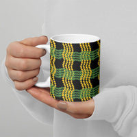 Aloha Hawaii Ilima Maile Lei Ceramic Mug Palaka Inspired Hawaiian-plaid Black