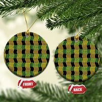 Aloha Hawaii Ilima Maile Lei Ceramic Ornament Palaka Inspired Hawaiian-plaid Black