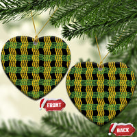 Aloha Hawaii Ilima Maile Lei Ceramic Ornament Palaka Inspired Hawaiian-plaid Black