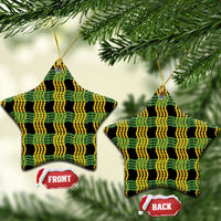 Aloha Hawaii Ilima Maile Lei Ceramic Ornament Palaka Inspired Hawaiian-plaid Black