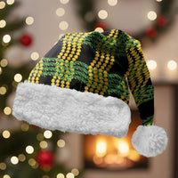 Aloha Hawaii Ilima Maile Lei Christmas Santa Hat Palaka Inspired Hawaiian-plaid Black