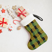 Aloha Hawaii Ilima Maile Lei Christmas Stocking Palaka Inspired Hawaiian-plaid Black