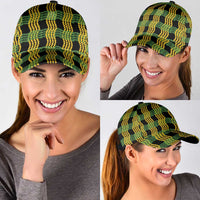Aloha Hawaii Ilima Maile Lei Classic Cap Palaka Inspired Hawaiian-plaid Black