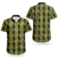 Aloha Hawaii Ilima Maile Lei Couples Matching Off The Shoulder Long Sleeve Dress and Hawaiian Shirt Palaka Inspired Hawaiian-plaid Black
