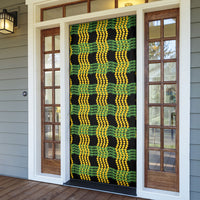 Aloha Hawaii Ilima Maile Lei Door Cover Palaka Inspired Hawaiian-plaid Black