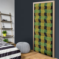 Aloha Hawaii Ilima Maile Lei Door Cover Palaka Inspired Hawaiian-plaid Black