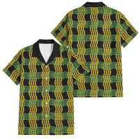 Aloha Hawaii Ilima Maile Lei Family Matching Off Shoulder Short Dress and Hawaiian Shirt Palaka Inspired Hawaiian-plaid Black