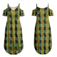 Aloha Hawaii Ilima Maile Lei Family Matching Summer Maxi Dress and Hawaiian Shirt Palaka Inspired Hawaiian-plaid Black