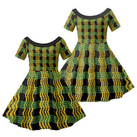 Aloha Hawaii Ilima Maile Lei Family Matching Summer Maxi Dress and Hawaiian Shirt Palaka Inspired Hawaiian-plaid Black