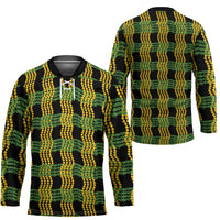 Aloha Hawaii Ilima Maile Lei Hockey Jersey Palaka Inspired Hawaiian-plaid Black