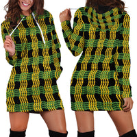 Aloha Hawaii Ilima Maile Lei Hoodie Dress Palaka Inspired Hawaiian-plaid Black