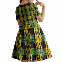 Aloha Hawaii Ilima Maile Lei Kid Short Sleeve Dress Palaka Inspired Hawaiian-plaid Black