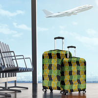 Aloha Hawaii Ilima Maile Lei Luggage Cover Palaka Inspired Hawaiian-plaid Black