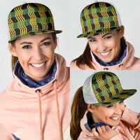 Aloha Hawaii Ilima Maile Lei Mesh Trucker Cap Palaka Inspired Hawaiian-plaid Black