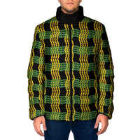 Aloha Hawaii Ilima Maile Lei Padded Jacket Palaka Inspired Hawaiian-plaid Black