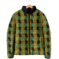 Aloha Hawaii Ilima Maile Lei Padded Jacket Palaka Inspired Hawaiian-plaid Black