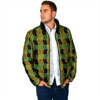 Aloha Hawaii Ilima Maile Lei Padded Jacket Palaka Inspired Hawaiian-plaid Black