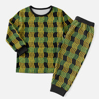 Aloha Hawaii Ilima Maile Lei Christmas Pajama Set Palaka Inspired Hawaiian-plaid Black