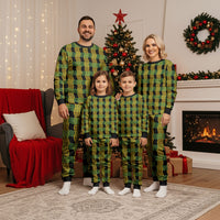 Aloha Hawaii Ilima Maile Lei Christmas Pajama Set Palaka Inspired Hawaiian-plaid Black