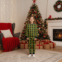 Aloha Hawaii Ilima Maile Lei Christmas Pajama Set Palaka Inspired Hawaiian-plaid Black