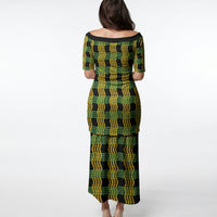 Aloha Hawaii Ilima Maile Lei Puletasi Palaka Inspired Hawaiian-plaid Black