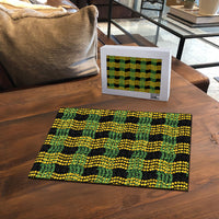 Aloha Hawaii Ilima Maile Lei Puzzle Palaka Inspired Hawaiian-plaid Black