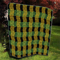 Aloha Hawaii Ilima Maile Lei Quilt Palaka Inspired Hawaiian-plaid Black