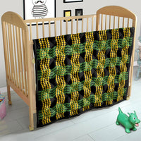 Aloha Hawaii Ilima Maile Lei Quilt Palaka Inspired Hawaiian-plaid Black