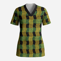 Aloha Hawaii Ilima Maile Lei Scrub Top Palaka Inspired Hawaiian-plaid Black
