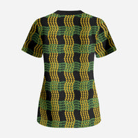 Aloha Hawaii Ilima Maile Lei Scrub Top Palaka Inspired Hawaiian-plaid Black