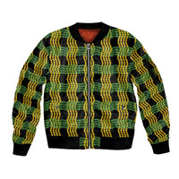 Aloha Hawaii Ilima Maile Lei Sleeve Zip Bomber Jacket Palaka Inspired Hawaiian-plaid Black