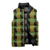 Aloha Hawaii Ilima Maile Lei Sleeveless Puffer Jacket Palaka Inspired Hawaiian-plaid Black