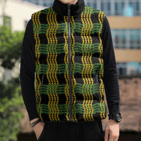 Aloha Hawaii Ilima Maile Lei Sleeveless Puffer Jacket Palaka Inspired Hawaiian-plaid Black