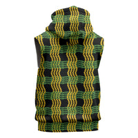 Aloha Hawaii Ilima Maile Lei Sleeveless Zip Hoodie Palaka Inspired Hawaiian-plaid Black