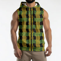 Aloha Hawaii Ilima Maile Lei Sleeveless Zip Hoodie Palaka Inspired Hawaiian-plaid Black