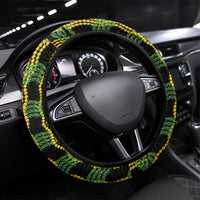 Aloha Hawaii Ilima Maile Lei Steering Wheel Cover Palaka Inspired Hawaiian-plaid Black