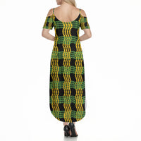 Aloha Hawaii Ilima Maile Lei Summer Maxi Dress Palaka Inspired Hawaiian-plaid Black