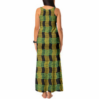 Aloha Hawaii Ilima Maile Lei Tank Maxi Dress Palaka Inspired Hawaiian-plaid Black