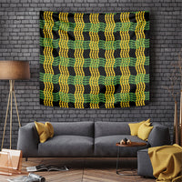 Aloha Hawaii Ilima Maile Lei Tapestry Palaka Inspired Hawaiian-plaid Black