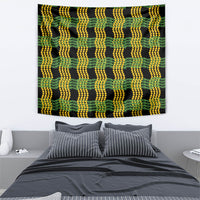 Aloha Hawaii Ilima Maile Lei Tapestry Palaka Inspired Hawaiian-plaid Black