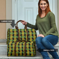 Aloha Hawaii Ilima Maile Lei Travel Bag Palaka Inspired Hawaiian-plaid Black