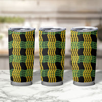 Aloha Hawaii Ilima Maile Lei Tumbler Cup Palaka Inspired Hawaiian-plaid Black