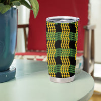 Aloha Hawaii Ilima Maile Lei Tumbler Cup Palaka Inspired Hawaiian-plaid Black