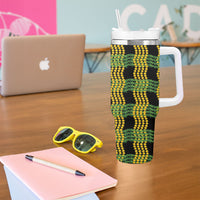 Aloha Hawaii Ilima Maile Lei Tumbler With Handle Palaka Inspired Hawaiian-plaid Black