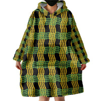 Aloha Hawaii Ilima Maile Lei Wearable Blanket Hoodie Palaka Inspired Hawaiian-plaid Black