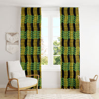 Aloha Hawaii Ilima Maile Lei Window Curtain Palaka Inspired Hawaiian-plaid Black