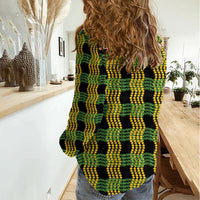 Aloha Hawaii Ilima Maile Lei Women Casual Shirt Palaka Inspired Hawaiian-plaid Black