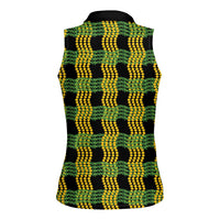 Aloha Hawaii Ilima Maile Lei Women Sleeveless Polo Shirt Palaka Inspired Hawaiian-plaid Black