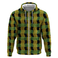 Aloha Hawaii Ilima Maile Lei Zip Hoodie Palaka Inspired Hawaiian-plaid Black